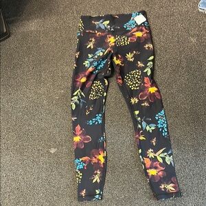 Lole Black and Red Leggings with Vibrant Butterfly Design